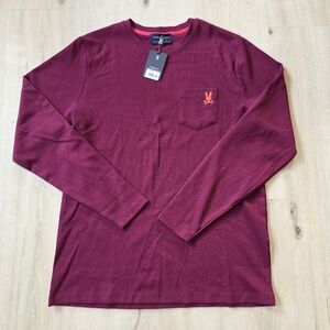 Psycho Bunny Vail Waffle Lounge Long Sleeve Tee Men's Size XL Red